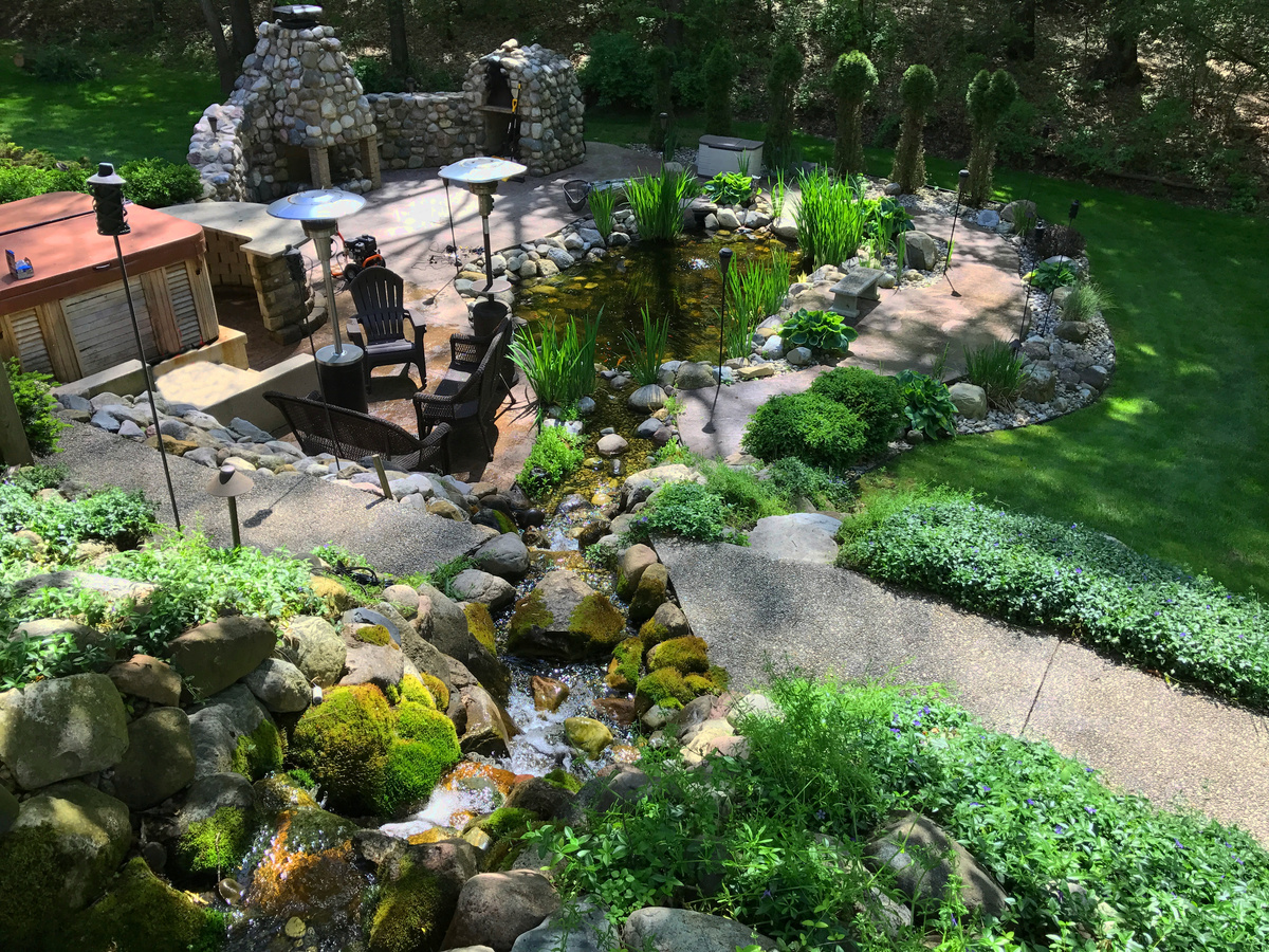 Pond with 25ft Waterfall. Grand Rapids, MI